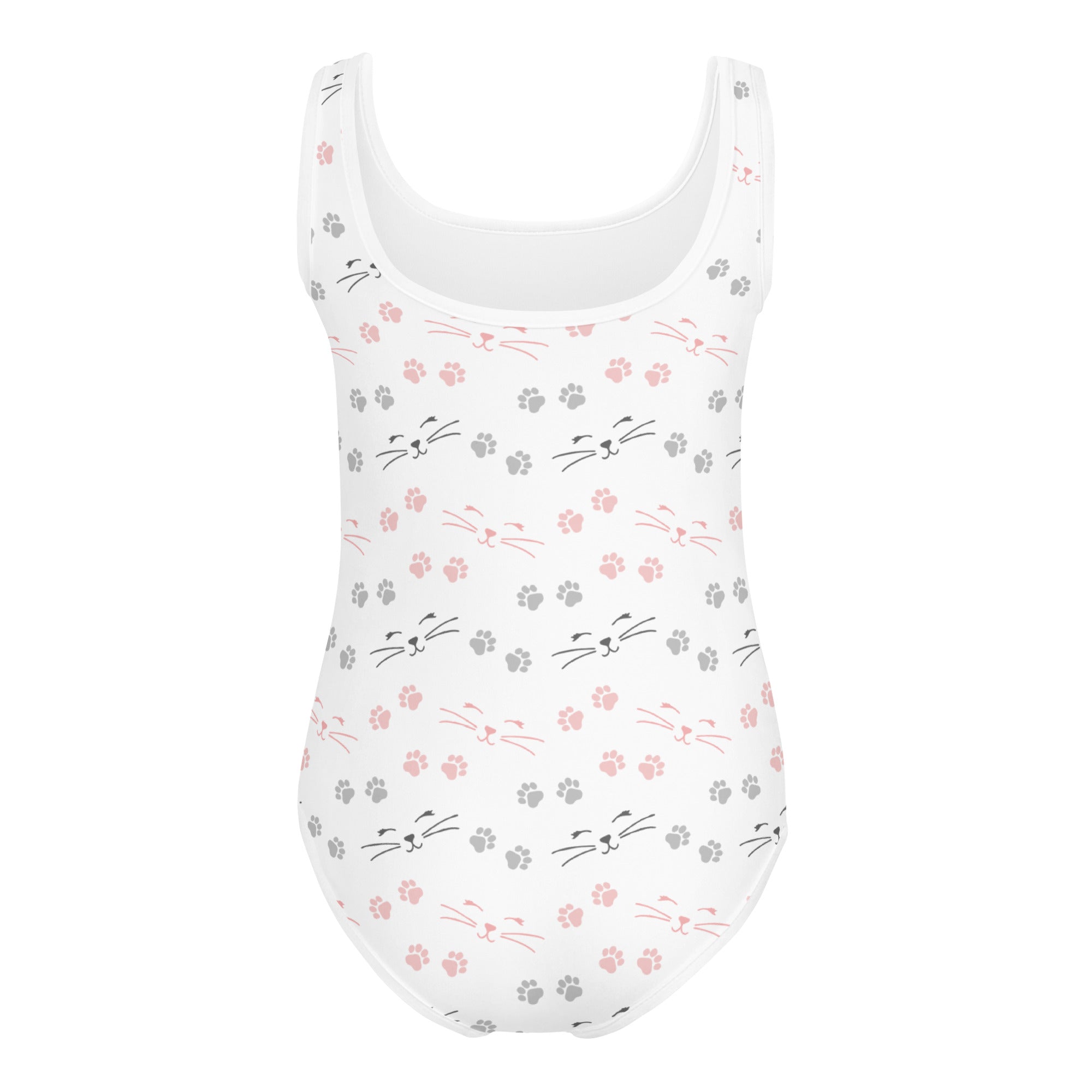 Girls Cat Face and Paw Print Buttery Soft Leotard - Quick Drying For Dance and Gymnastics