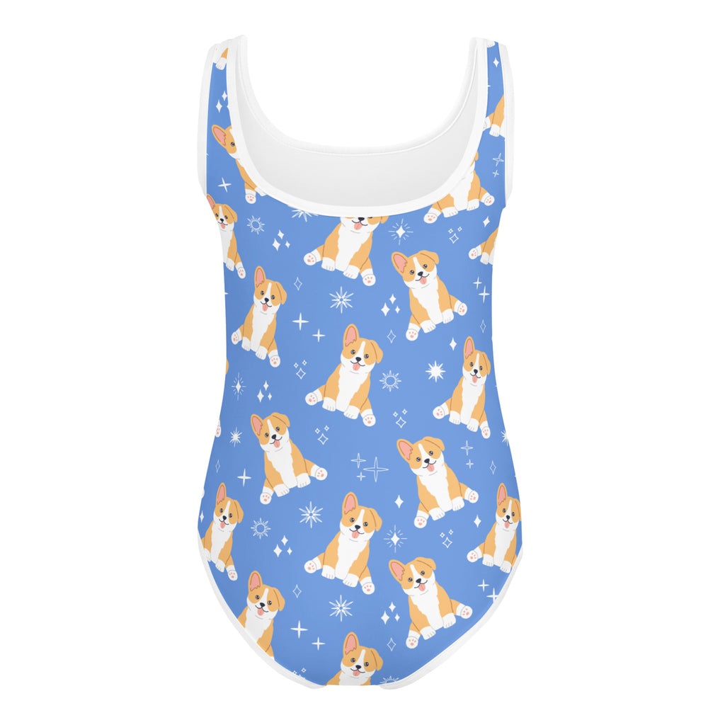 Girls Blue Corgi Buttery Soft Leotard - Quick Drying For Dance and Gymnastics