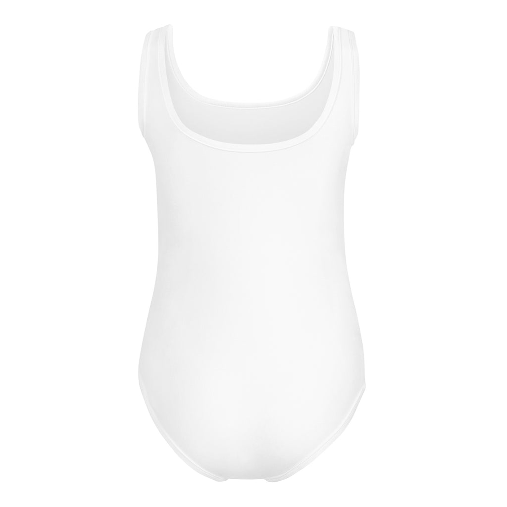 White sleeveless girls usa buttery soft leotard with square neckline made of quick drying smooth fabric for dance and gymnastics