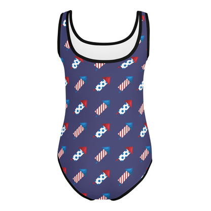 Girls Patriotic Firework Rockets Buttery Soft Leotard
