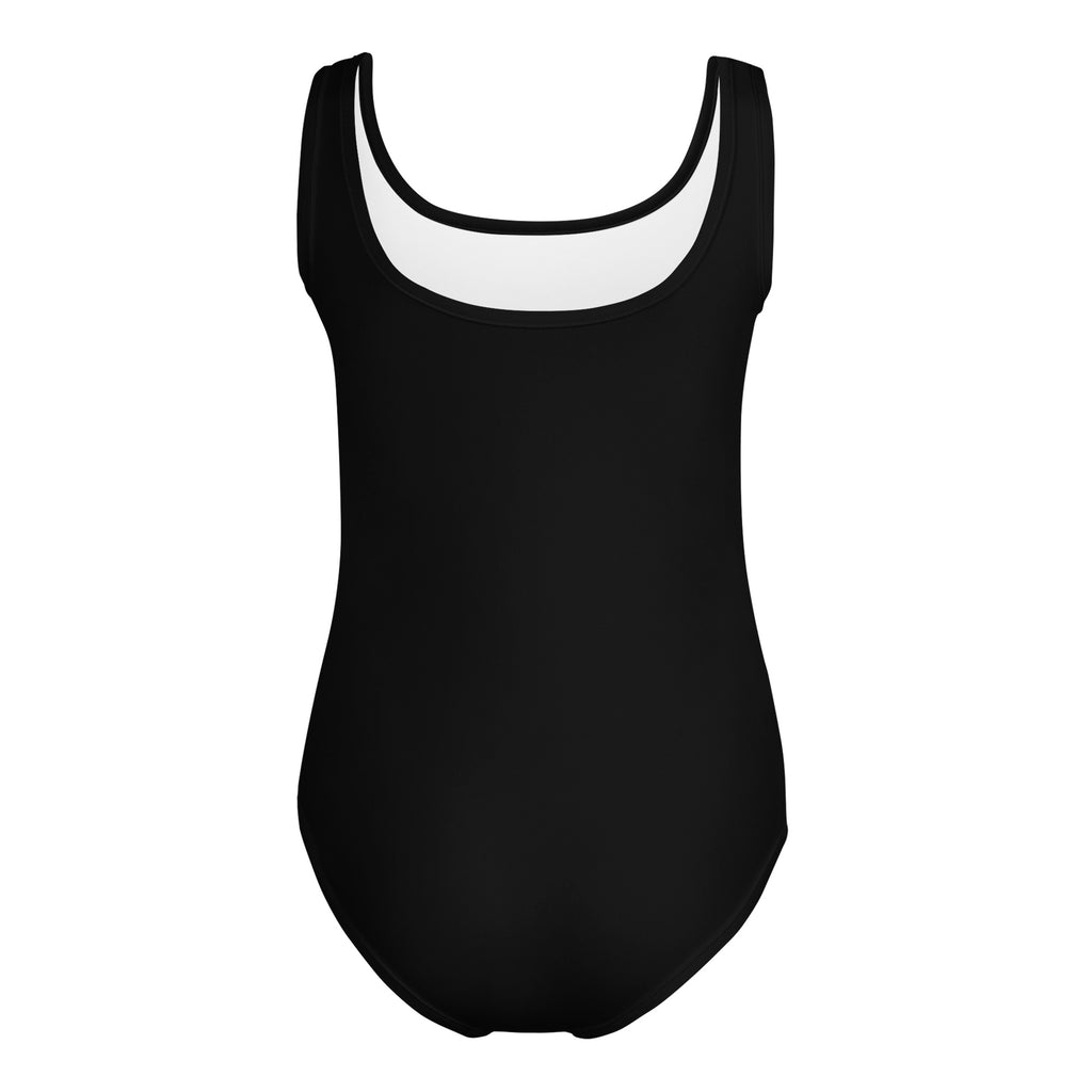 Black sleeveless one-piece swimsuit with white inner lining for girls quick drying dance and gymnastics leotard