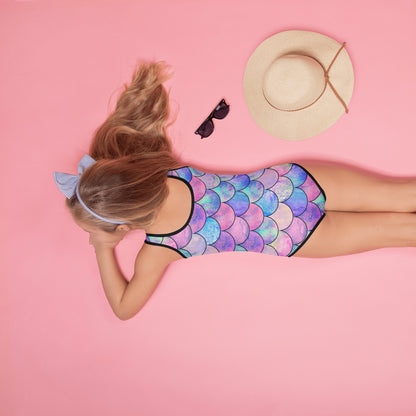 Girls Pastel Mermaid Buttery Soft Swimsuit With UPF 50+