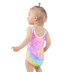 Girls Faux Rainbow Tie Dye Pastel Birthday Girl Swimsuit