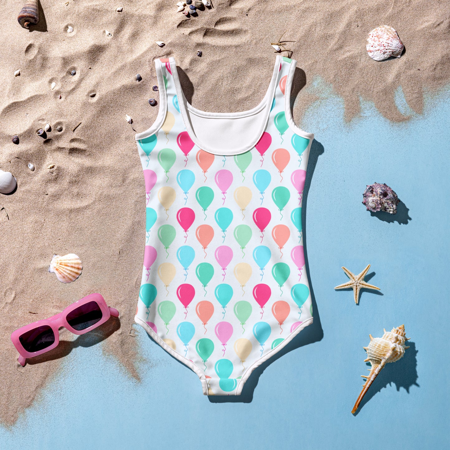 Girls 'Birthday Girl' Balloons Buttery Soft Swimsuit With UPF 50+