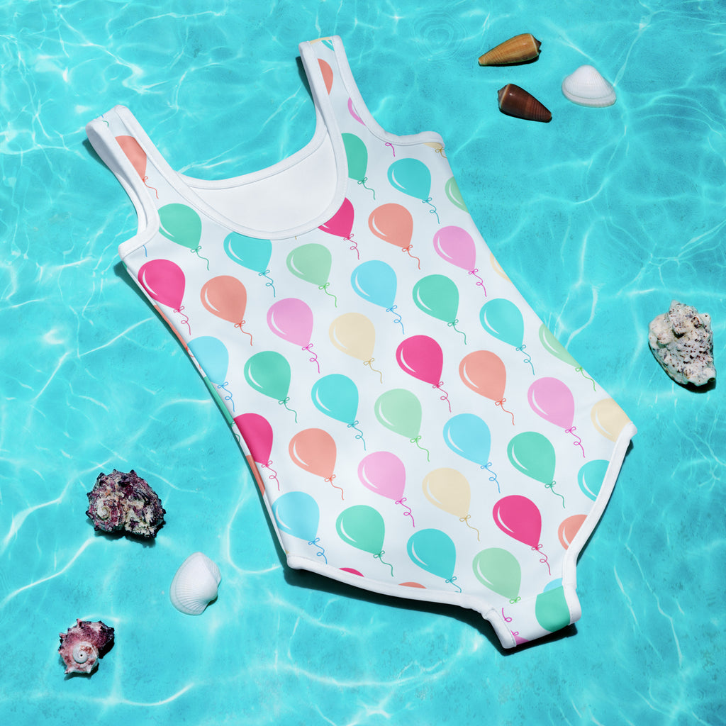 Girls Colorful Balloons Custom Age It's My Birthday Swimsuit 