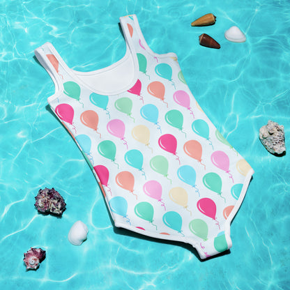 Girls Colorful Balloons Custom Age It's My Birthday Swimsuit