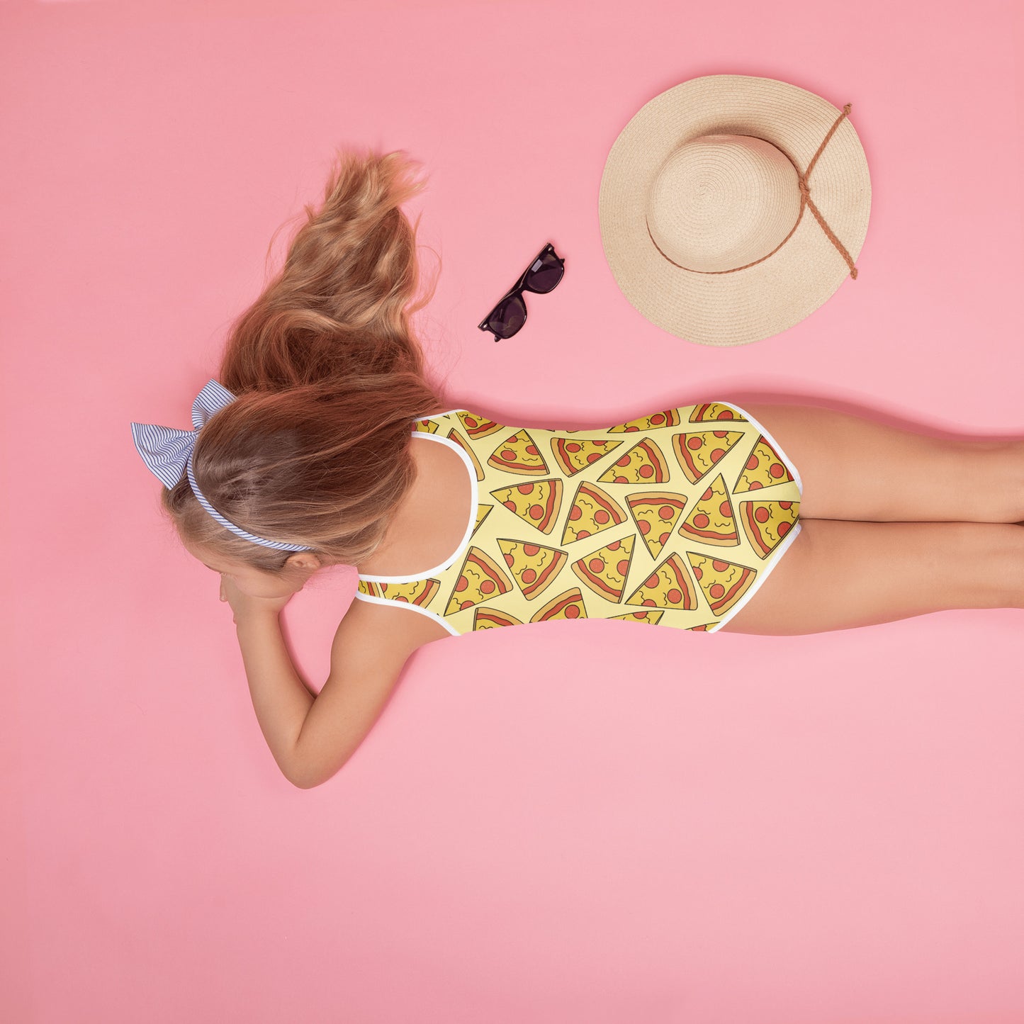 Girls Pizza Slice Buttery Soft Swimsuit With UPF 50+