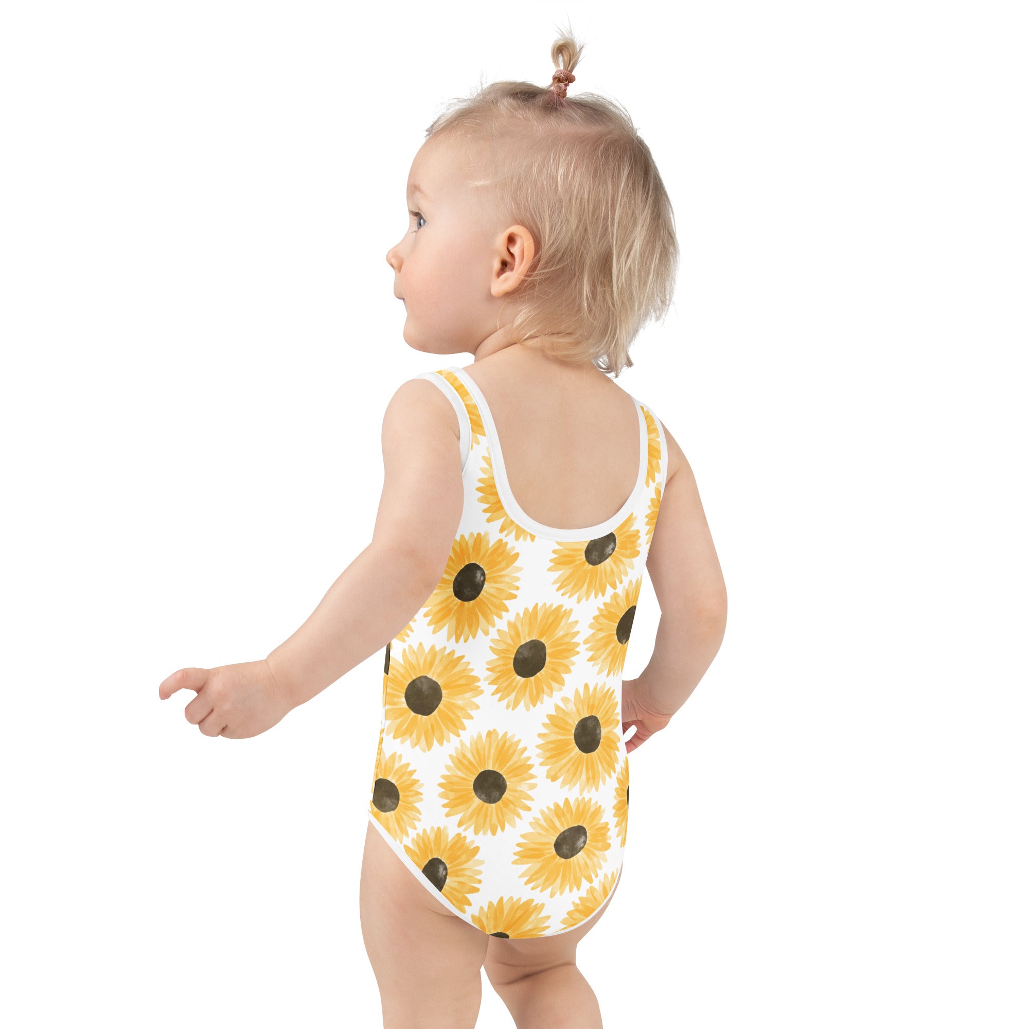 Girls Doodle Sunflower Buttery Soft Swimsuit With UPF 50+