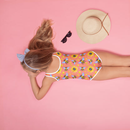 Girls Bee & Sunflower Buttery Soft Swimsuit With UPF 50+