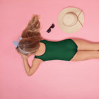 Girls Dark Green Buttery Soft Swimsuit With UPF 50+