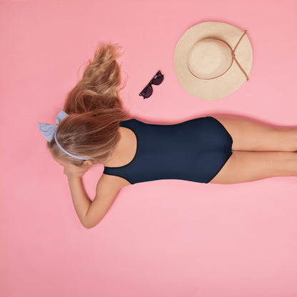 Girls Navy Blue Buttery Soft Swimsuit With UPF 50+ Sun Protection