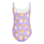 Girls Purple Corgi Dog Custom Age It's My Birthday Buttery Soft Leotard - Quick Drying For Dance and Gymnastics