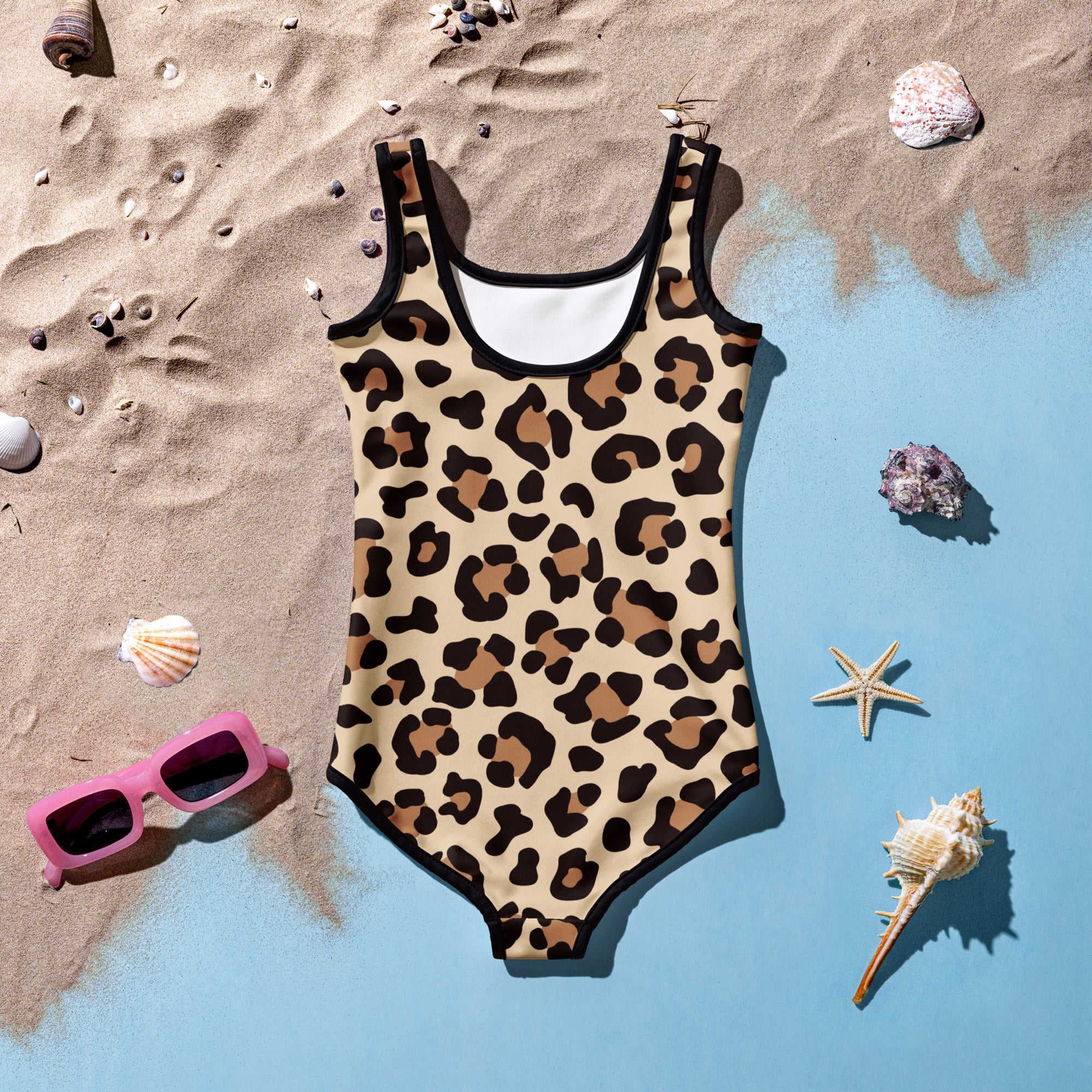 Girls Leopard Print Buttery Soft Swimsuit With UPF 50+