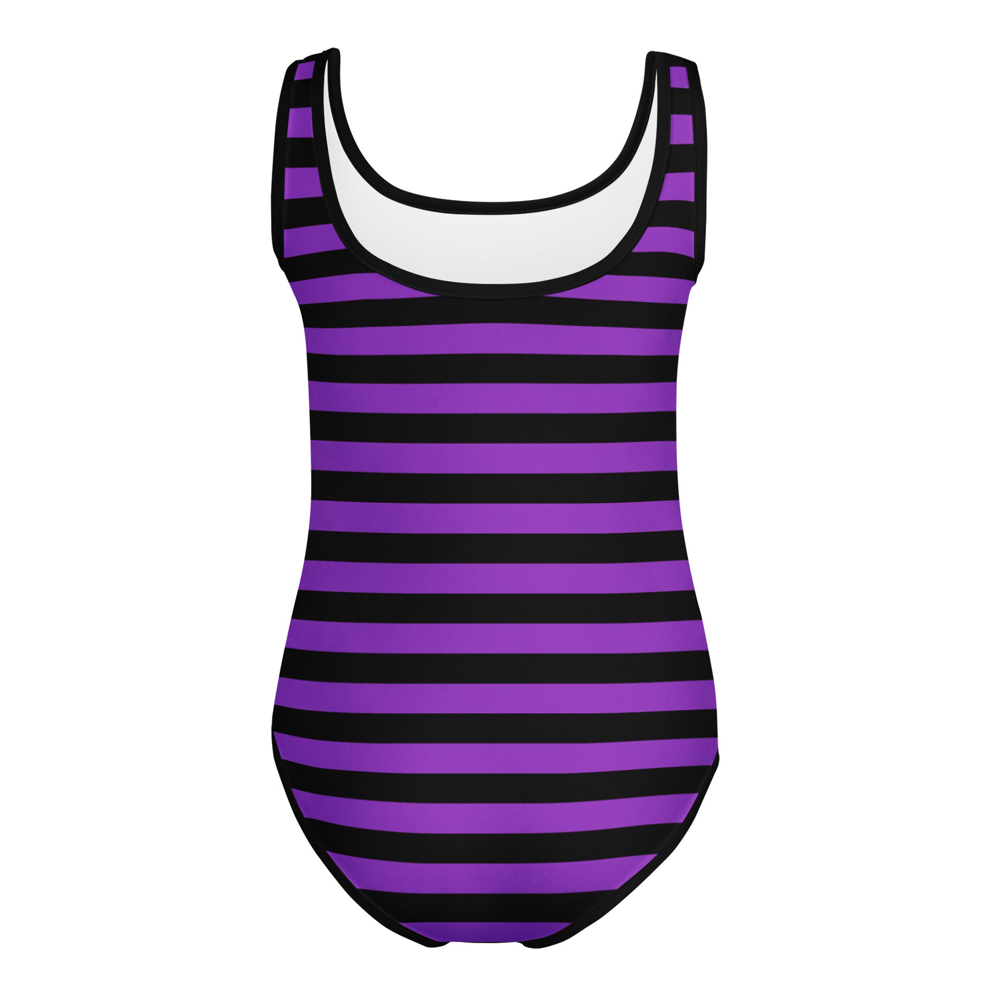 Girls Purple and Black Halloween Striped Buttery Soft Leotard - Quick Drying For Dance and Gymnastics