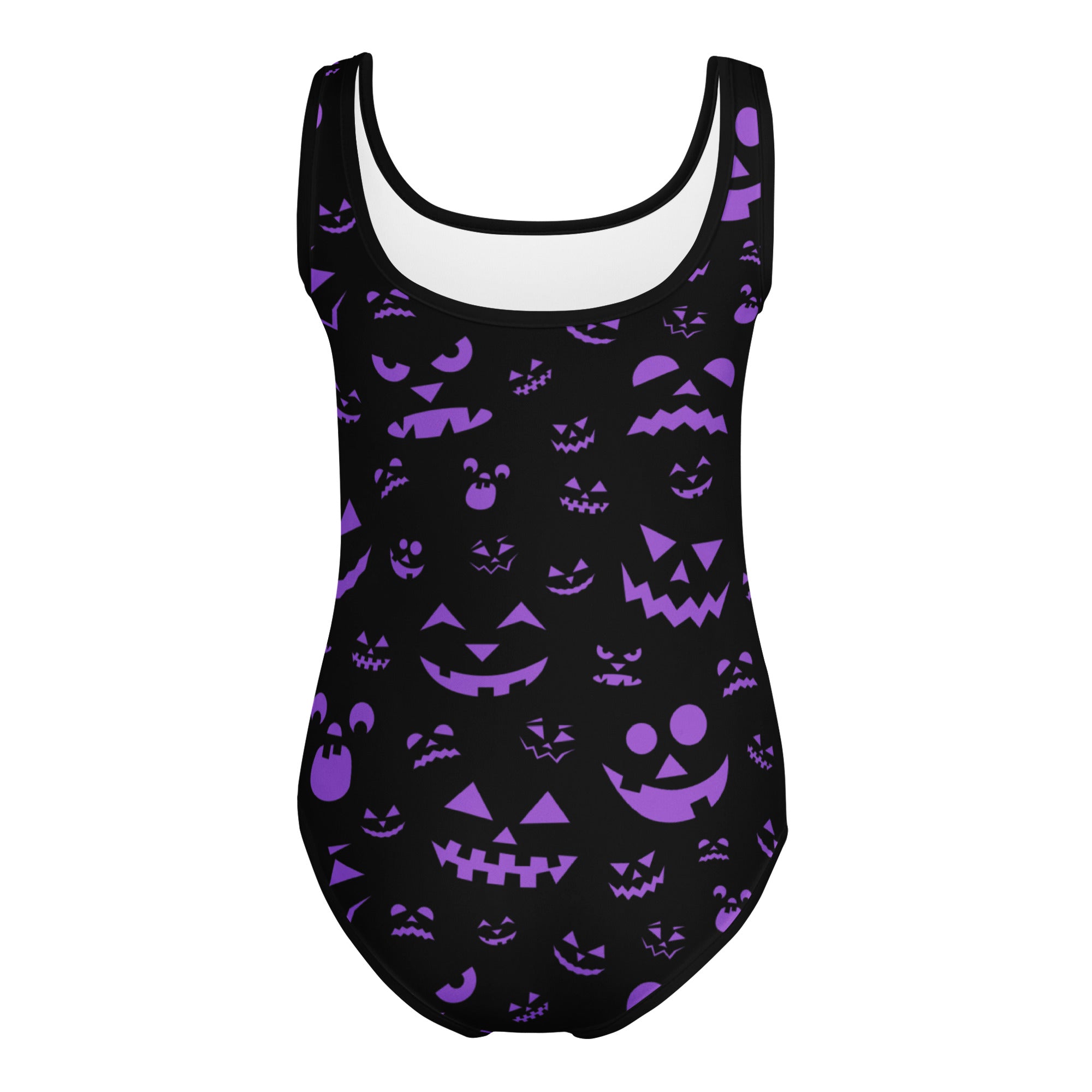 Girls Purple Jack-O'-Lantern Faces Halloween Buttery Soft Leotard - Quick Drying For Dance and Gymnastics
