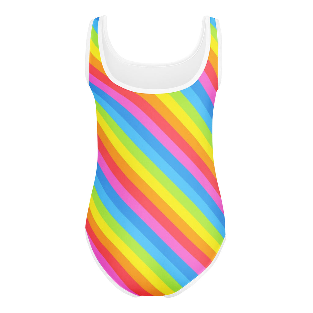 Girls Rainbow Stripe Buttery Soft Leotard - Quick Drying For Dance and Gymnastics