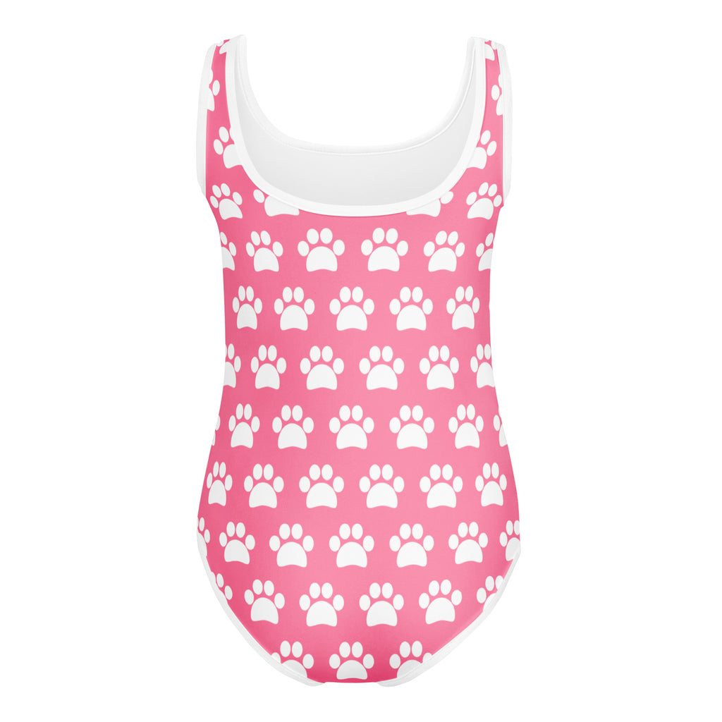 Girls Pink Paw Print Buttery Soft Leotard - Quick Drying For Dance and Gymnastics