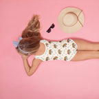 Girls Hearts and Puppies Buttery Soft Swimsuit With UPF 50+