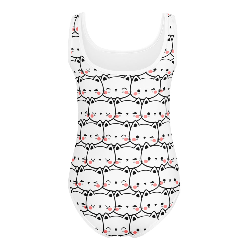 Girls Cute Cat Faces Buttery Soft Leotard - Quick Drying For Dance and Gymnastics