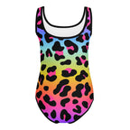 Girls Rainbow Leopard Custom Age It's My Birthday Leotard - Quick Drying For Dance and Gymnastics