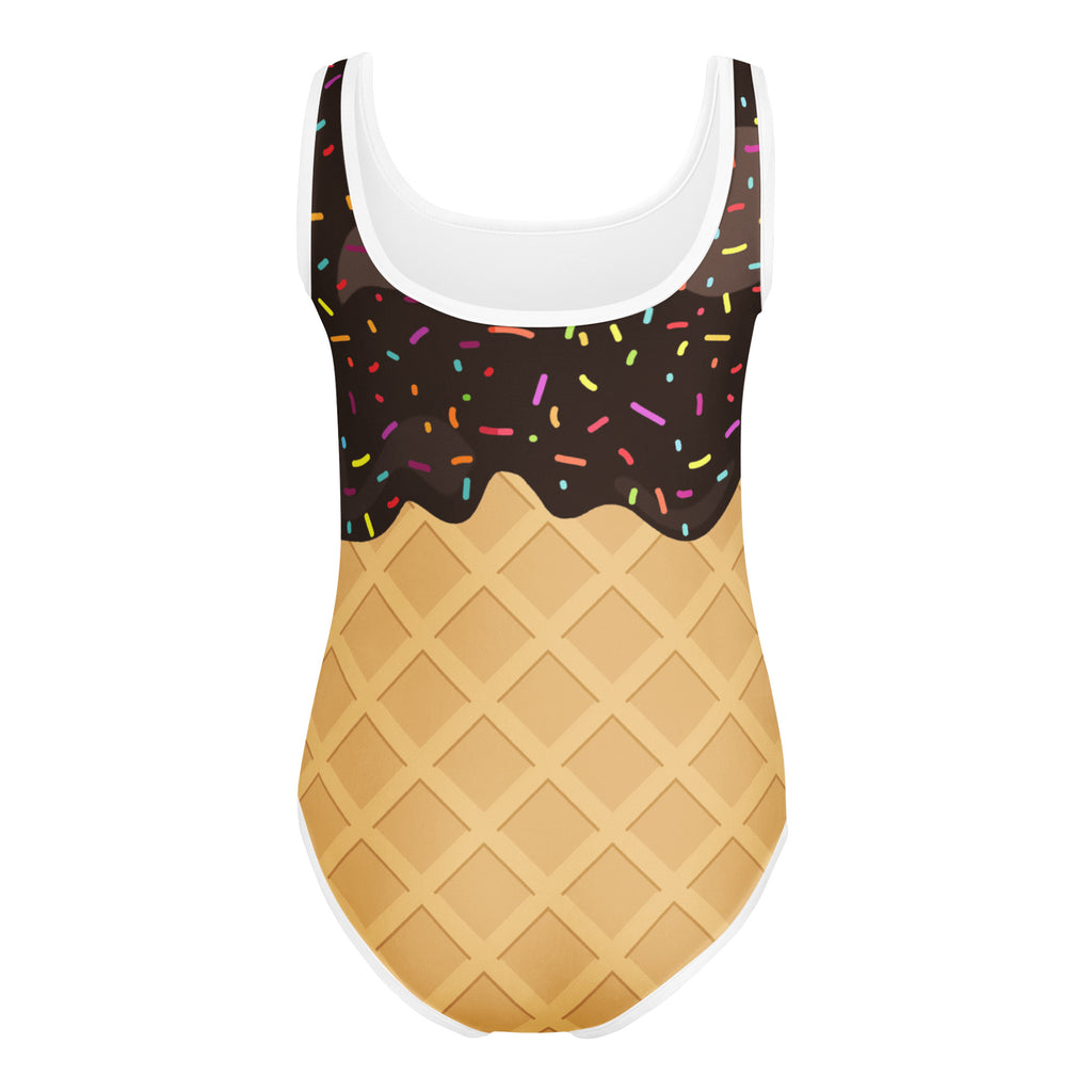 Girls Chocolate Ice Cream Cone Custom Age It's My Birthday Leotard - Quick Drying For Dance and Gymnastics