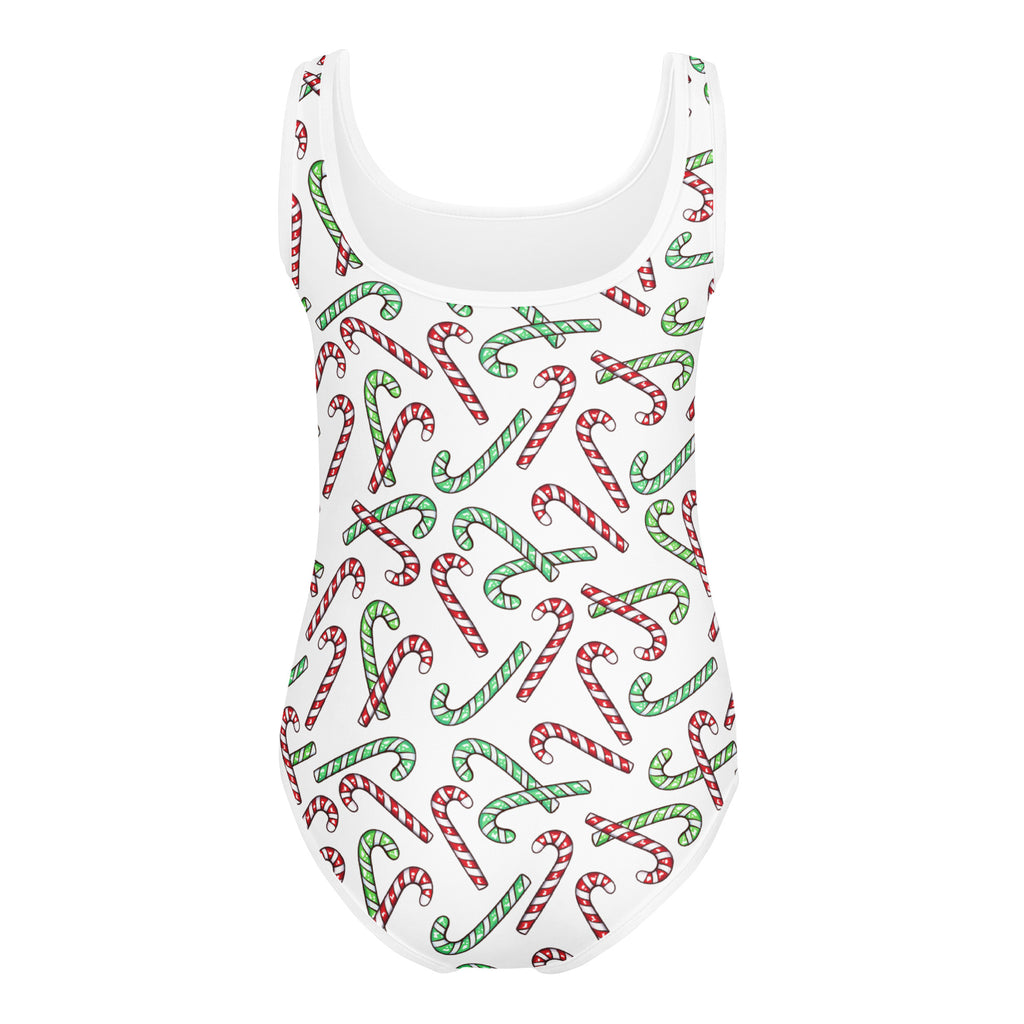 Girls Red & Green Candy Cane Christmas Buttery Soft Leotard - Quick Drying For Dance and Gymnastics