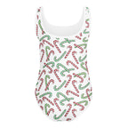 Girls Red & Green Candy Cane Christmas Buttery Soft Leotard - Quick Drying For Dance and Gymnastics