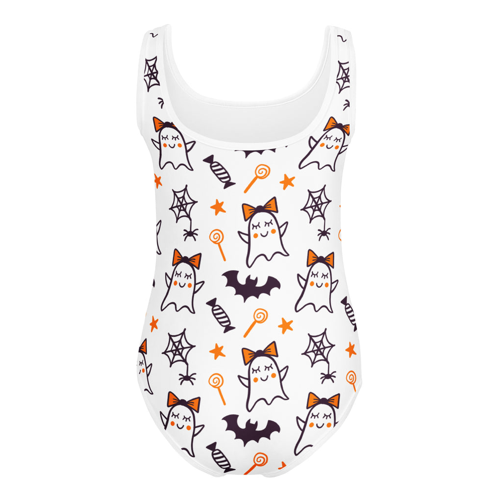 Girls Cute Ghost Halloween Leotard – Buttery-Soft, Quick-Dry 4-Way Stretch Comfort for Dance & Gymnastics