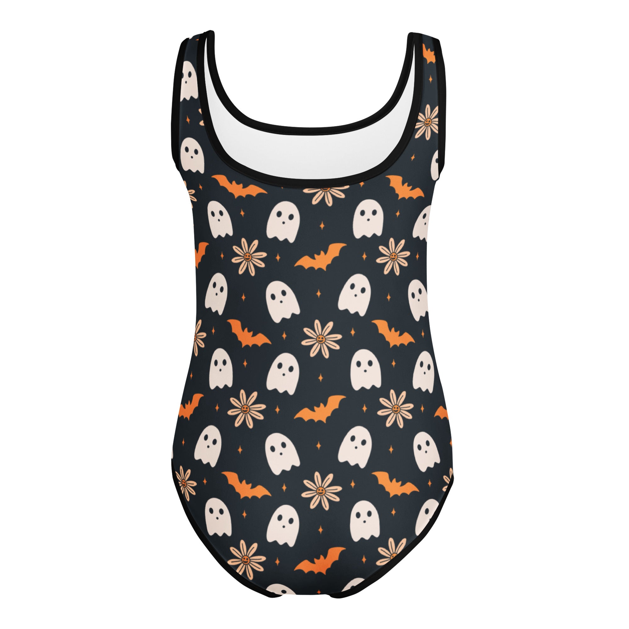 Girls Ghost Bat Floral Halloween Leotard – Buttery-Soft, Quick-Dry 4-Way Stretch Comfort for Dance & Gymnastics