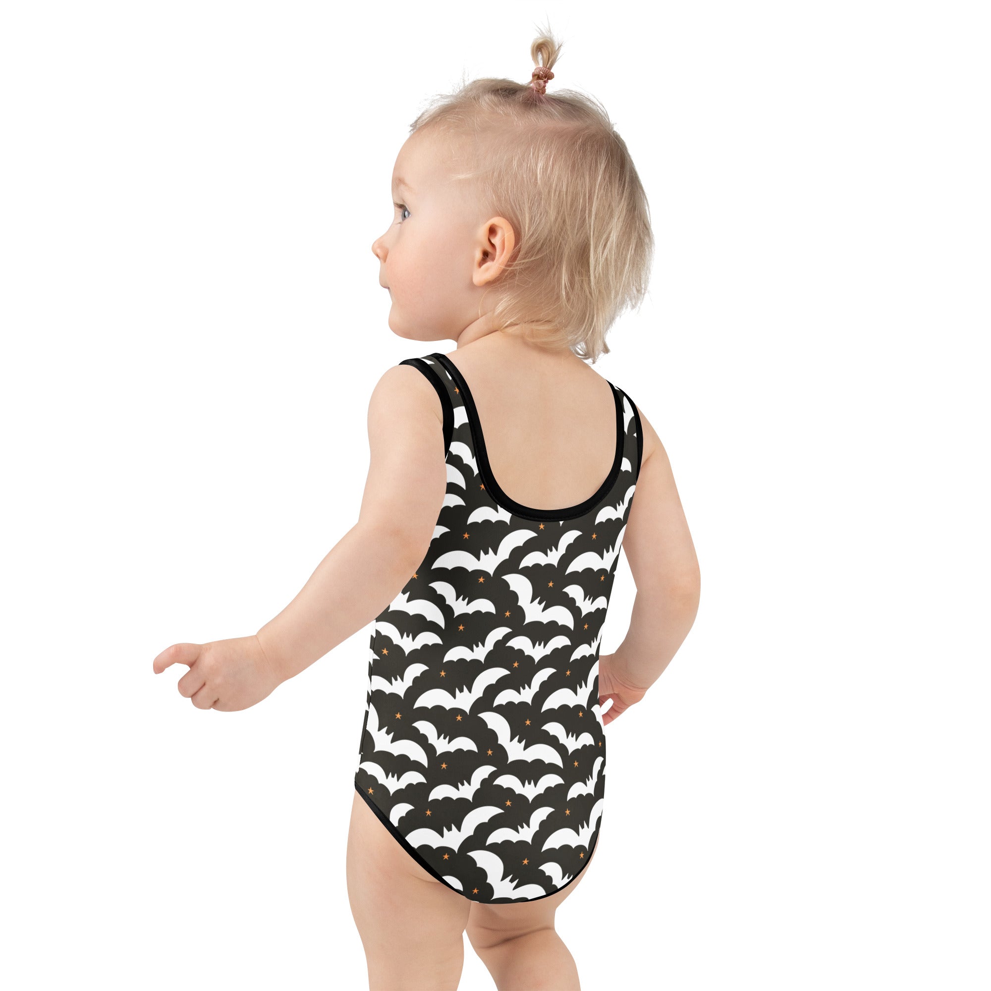 Girls Halloween Bats One Piece Swimsuit – Buttery Soft UPF 50+ Sun Protection, Quick Dry, Double Layered Front & 4-Way Stretch