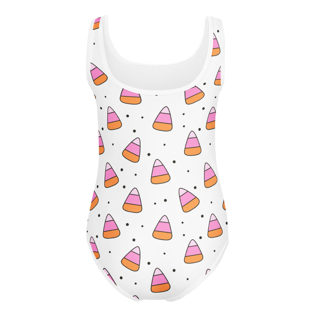 Girls White Candy Corn Halloween Leotard – Buttery-Soft, Quick-Dry 4-Way Stretch Comfort for Dance & Gymnastics