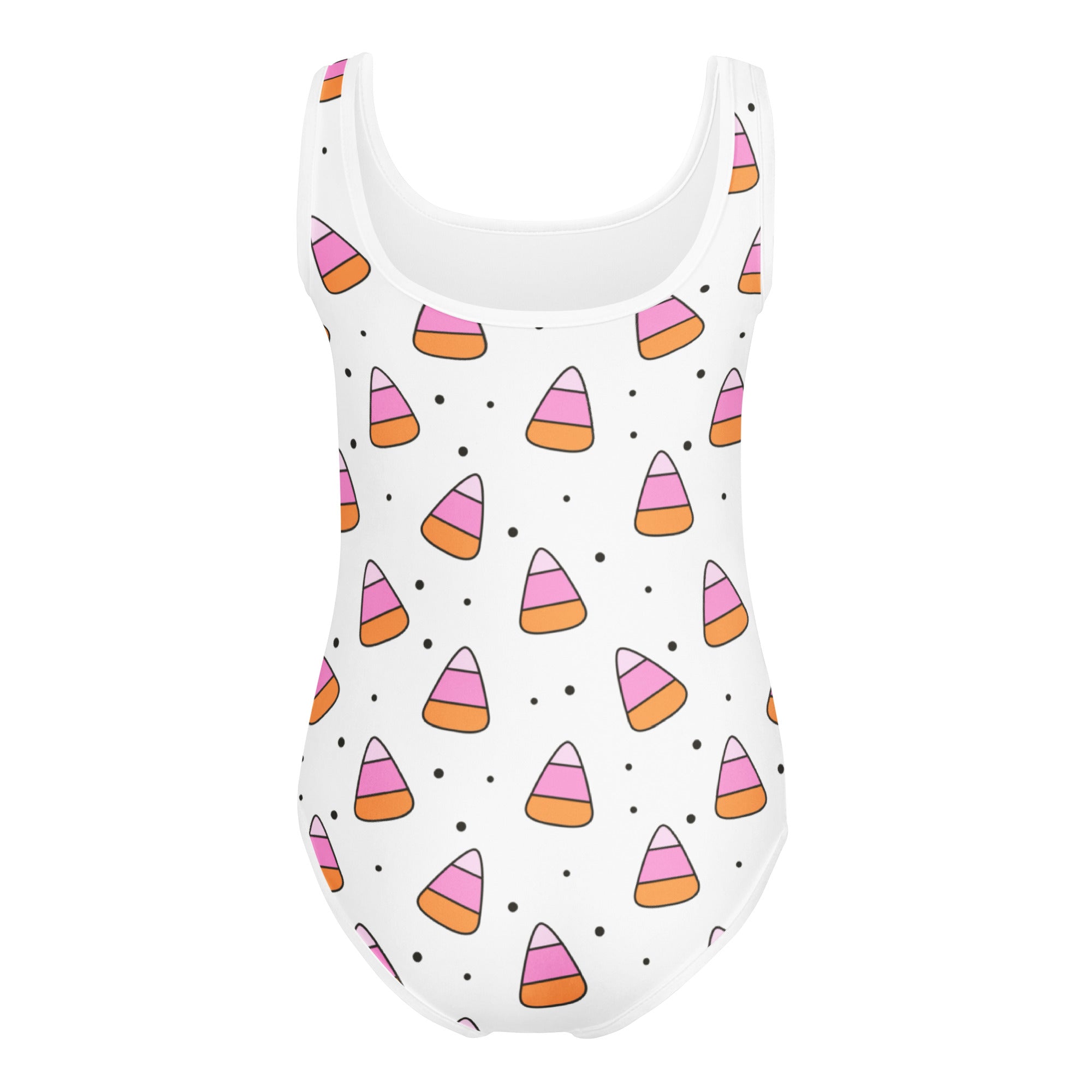 Girls White Candy Corn Halloween Leotard – Buttery-Soft, Quick-Dry 4-Way Stretch Comfort for Dance & Gymnastics