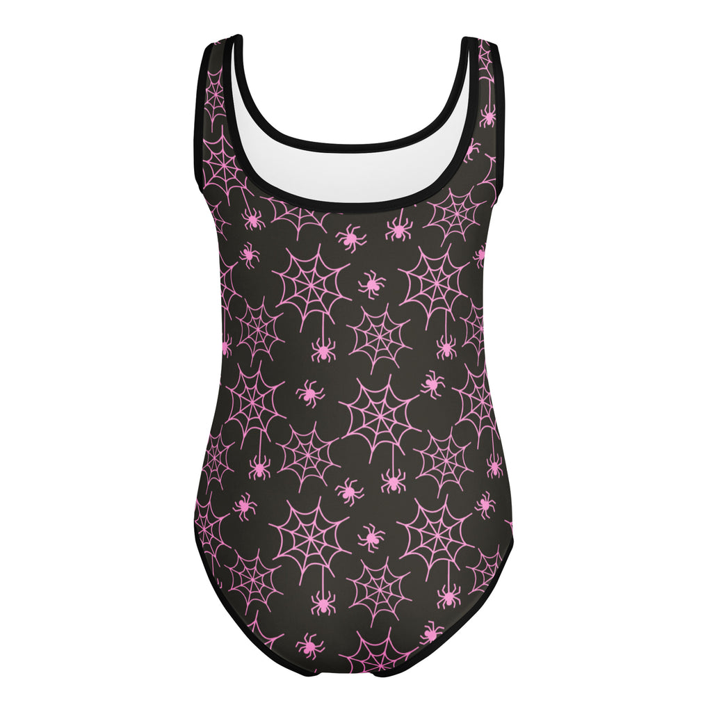 Girls Pink Spider Web Halloween Leotard – Buttery-Soft, Quick-Dry 4-Way Stretch Comfort for Dance & Gymnastics