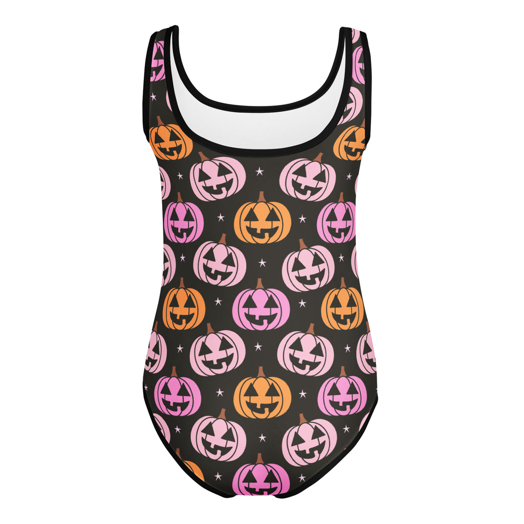 Girls Pink & Orange Pumpkin Halloween Leotard – Buttery-Soft, Quick-Dry 4-Way Stretch Comfort for Dance & Gymnastics