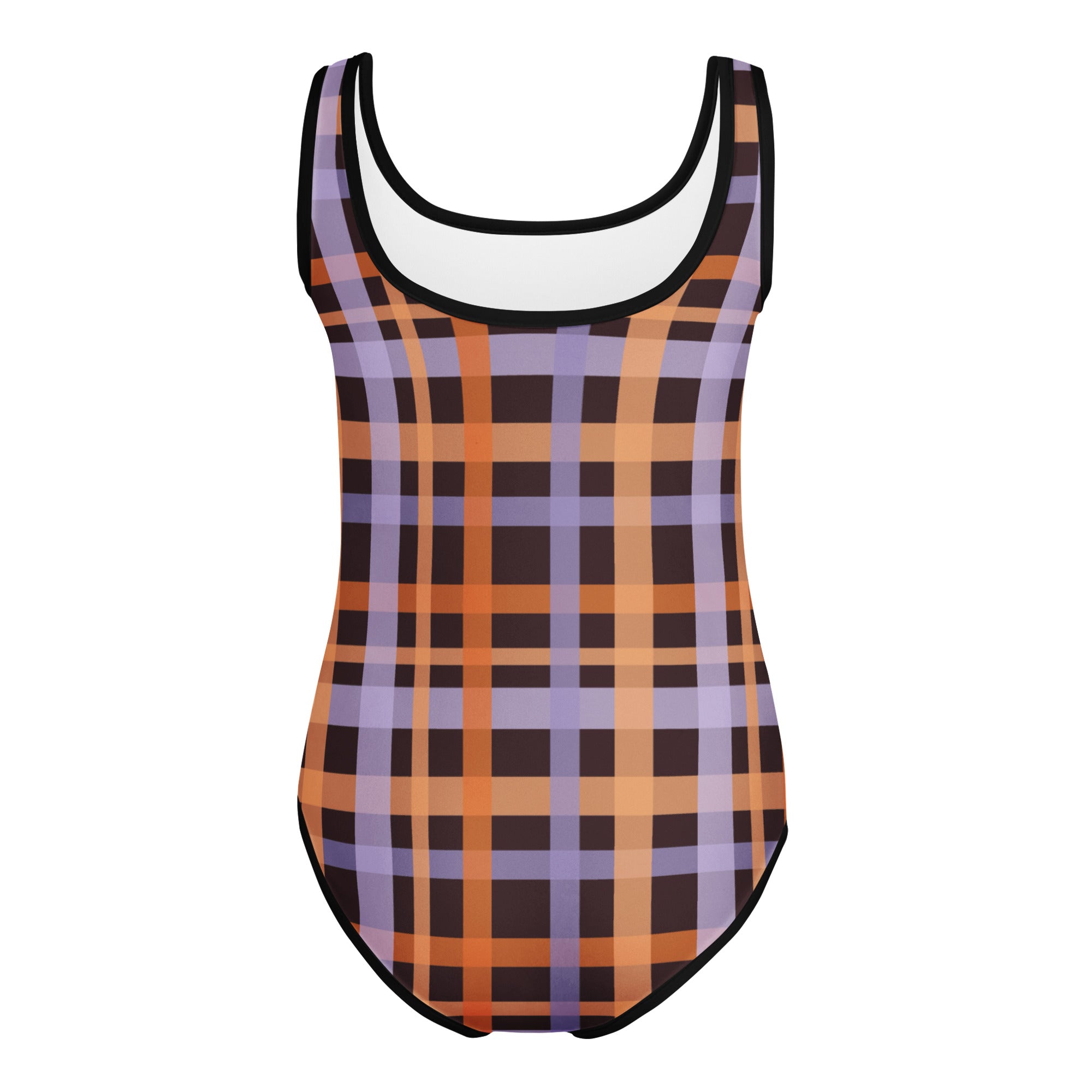 Girls Orange Purple Plaid Halloween Leotard – Buttery-Soft, Quick-Dry 4-Way Stretch Comfort for Dance & Gymnastics