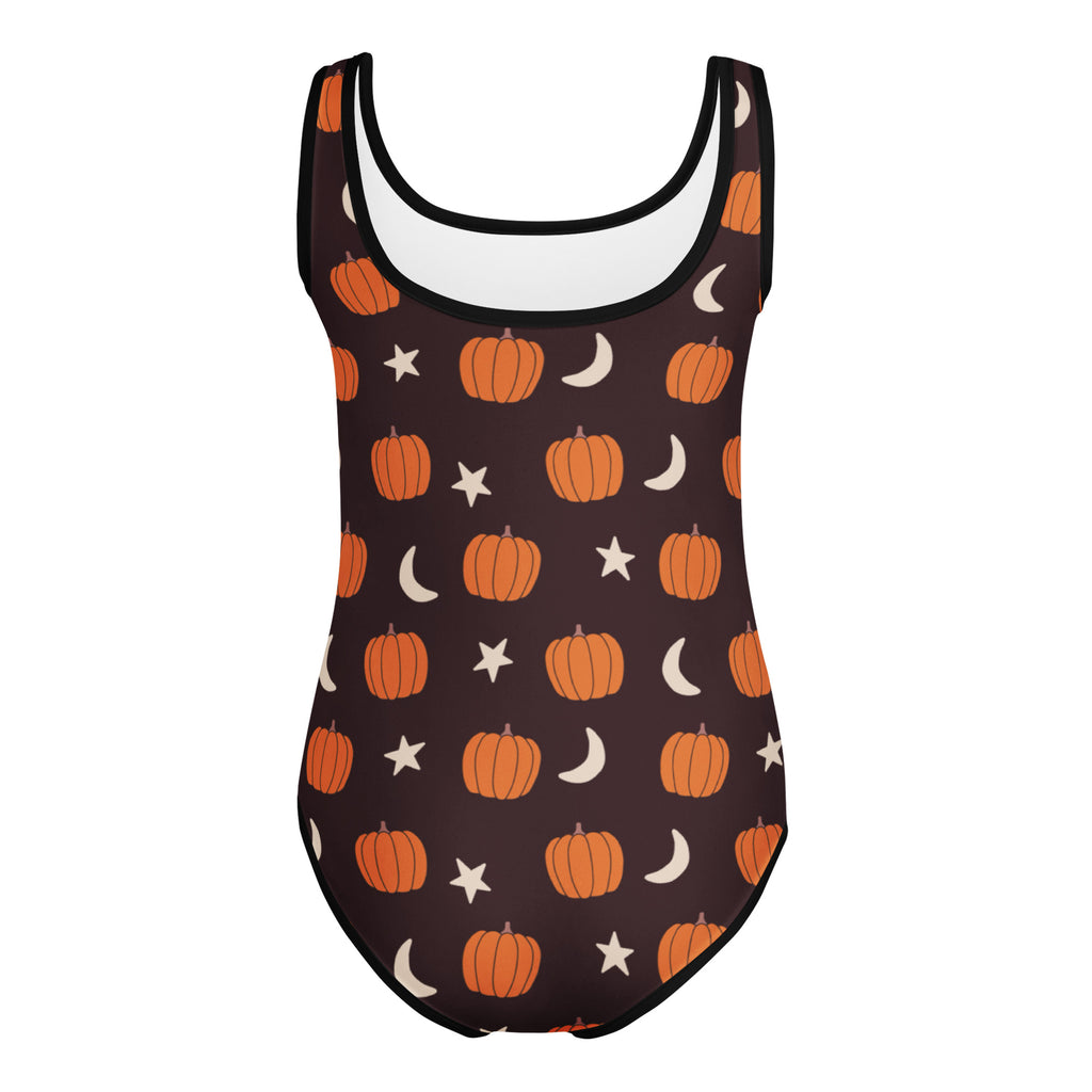 Girls Orange Pumpkin Moon Halloween Leotard – Buttery-Soft, Quick-Dry 4-Way Stretch Comfort for Dance & Gymnastics