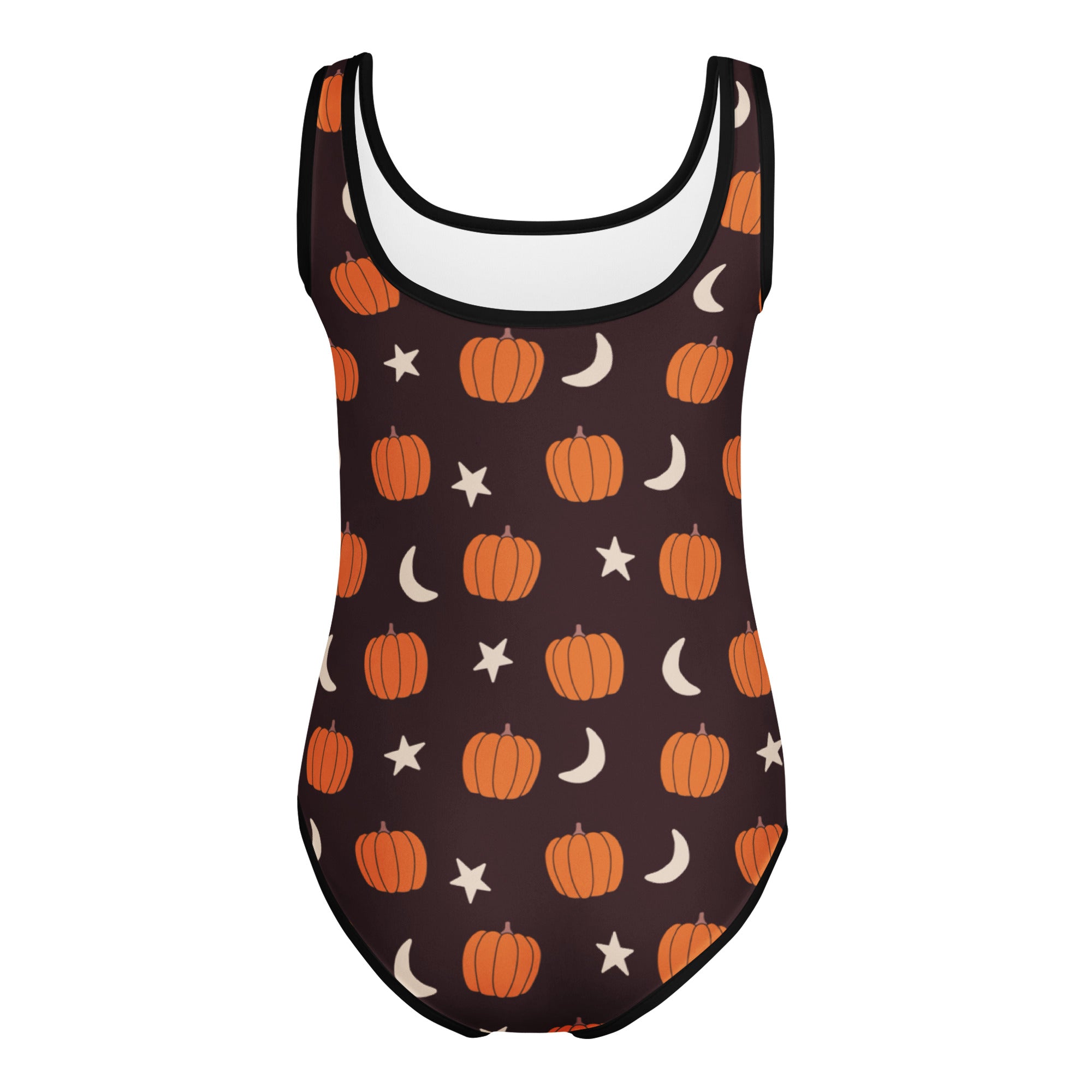 Girls Orange Pumpkin Moon Halloween Leotard – Buttery-Soft, Quick-Dry 4-Way Stretch Comfort for Dance & Gymnastics