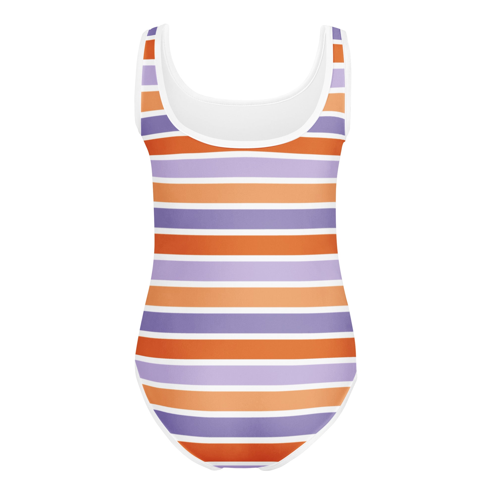 Girls Orange Purple Striped Halloween Leotard – Buttery-Soft, Quick-Dry 4-Way Stretch Comfort for Dance & Gymnastics