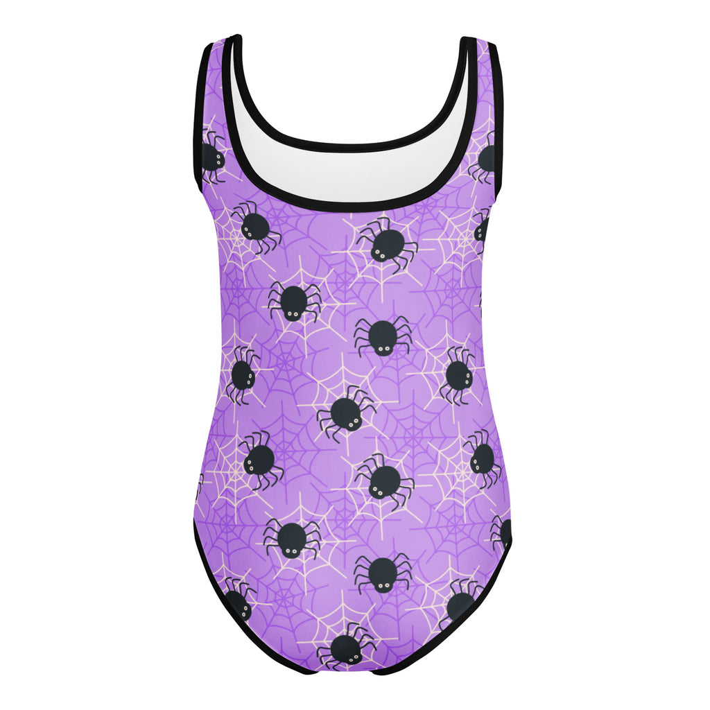 Girls Purple Spider Web Halloween Leotard – Buttery-Soft, Quick-Dry 4-Way Stretch Comfort for Dance & Gymnastics