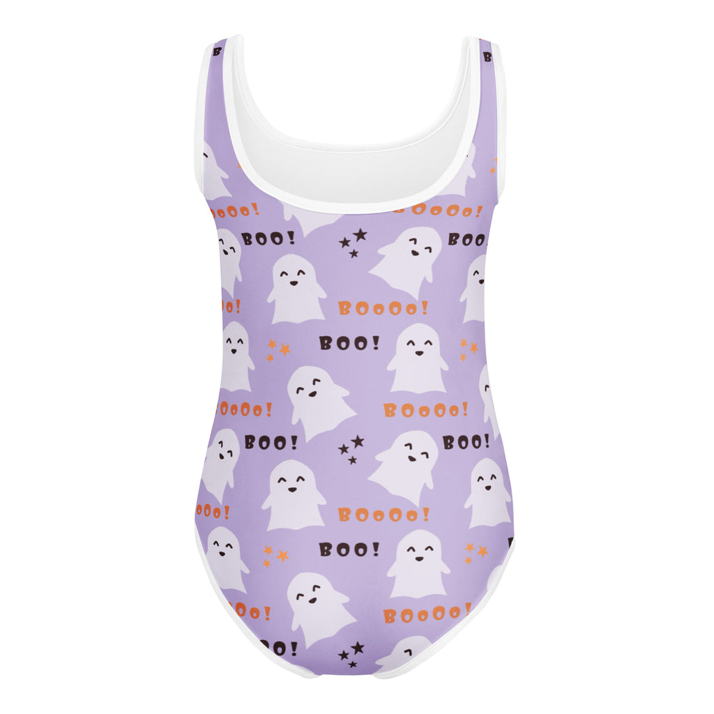 Girls Purple Ghost Halloween Leotard – Buttery-Soft, Quick-Dry 4-Way Stretch Comfort for Dance & Gymnastics