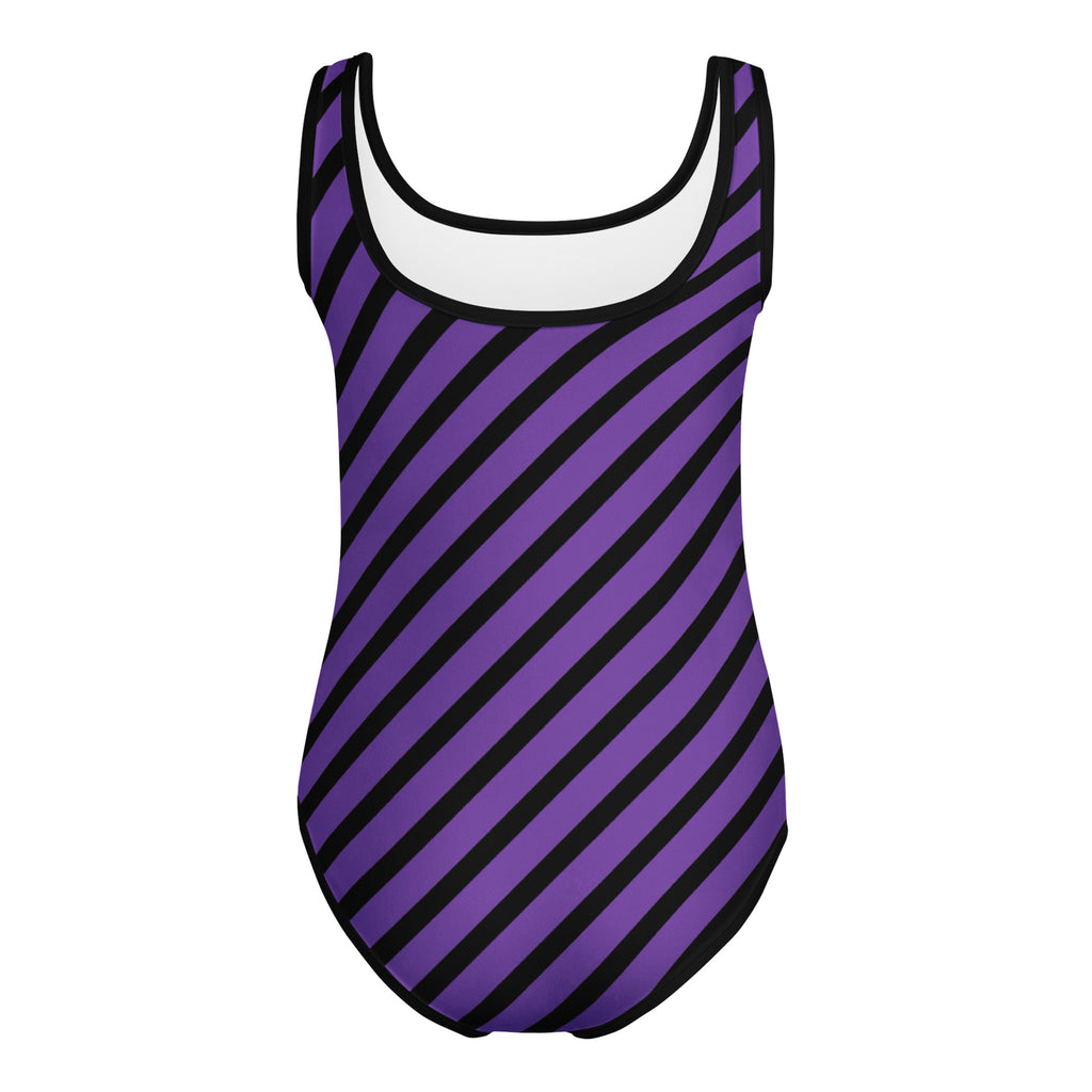Girls Purple Striped Halloween Leotard – Buttery-Soft, Quick-Dry 4-Way Stretch Comfort for Dance & Gymnastics