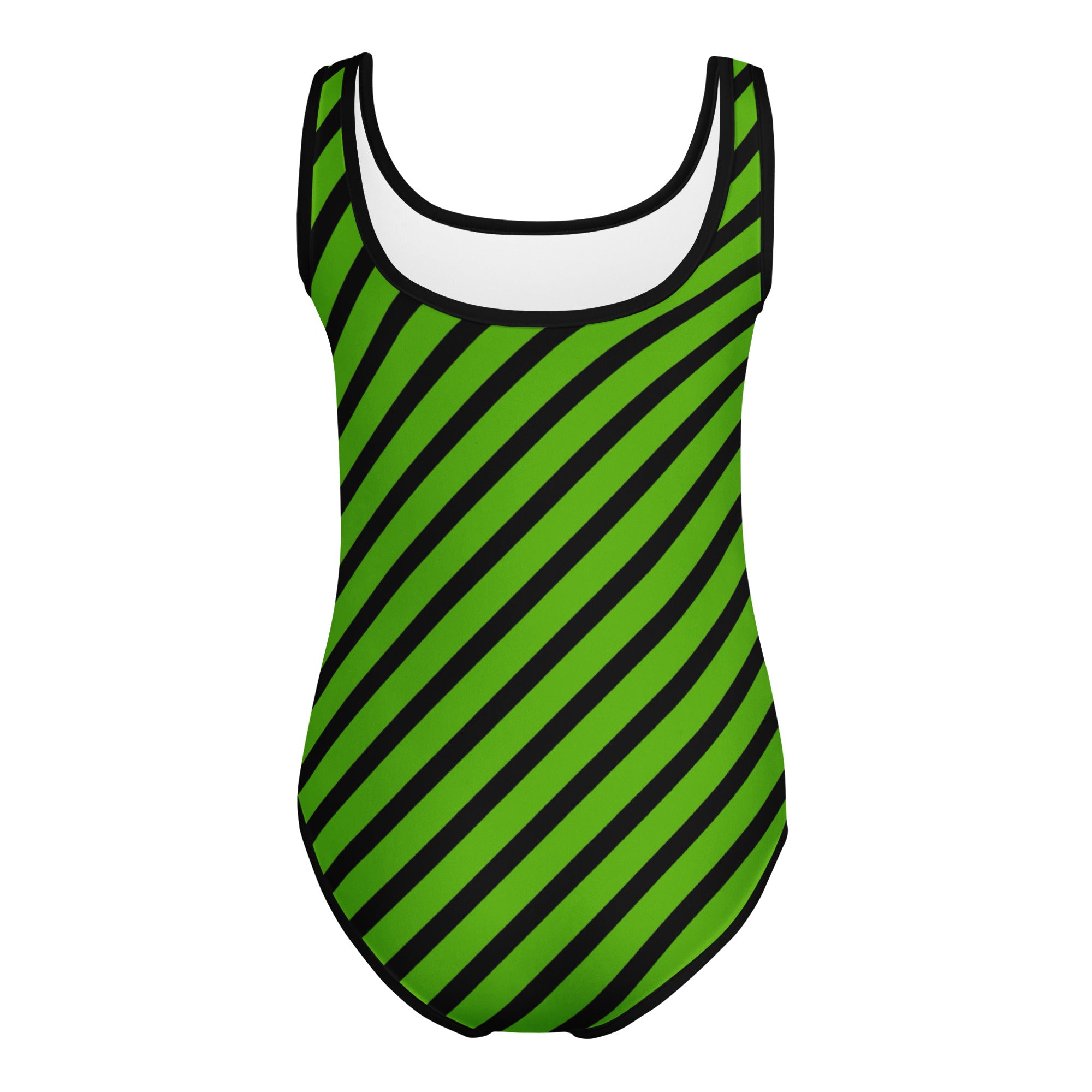 Girls Green Striped Halloween Leotard – Buttery-Soft, Quick-Dry 4-Way Stretch Comfort for Dance & Gymnastics