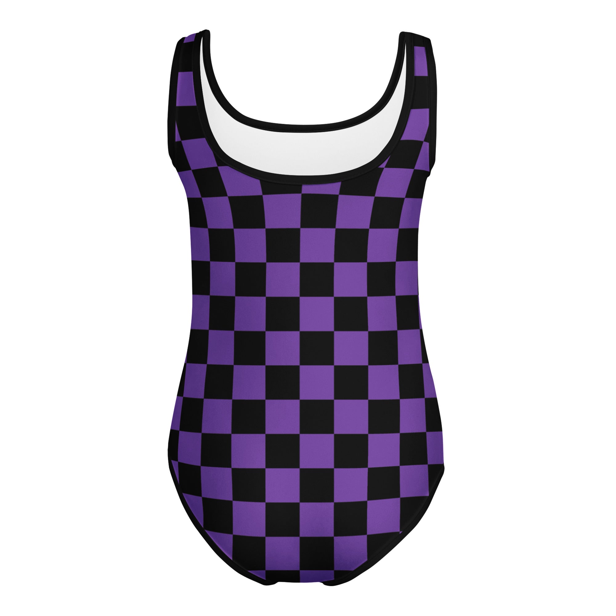 Girls Purple Checkered Halloween Leotard – Buttery-Soft, Quick-Dry 4-Way Stretch Comfort for Dance & Gymnastics