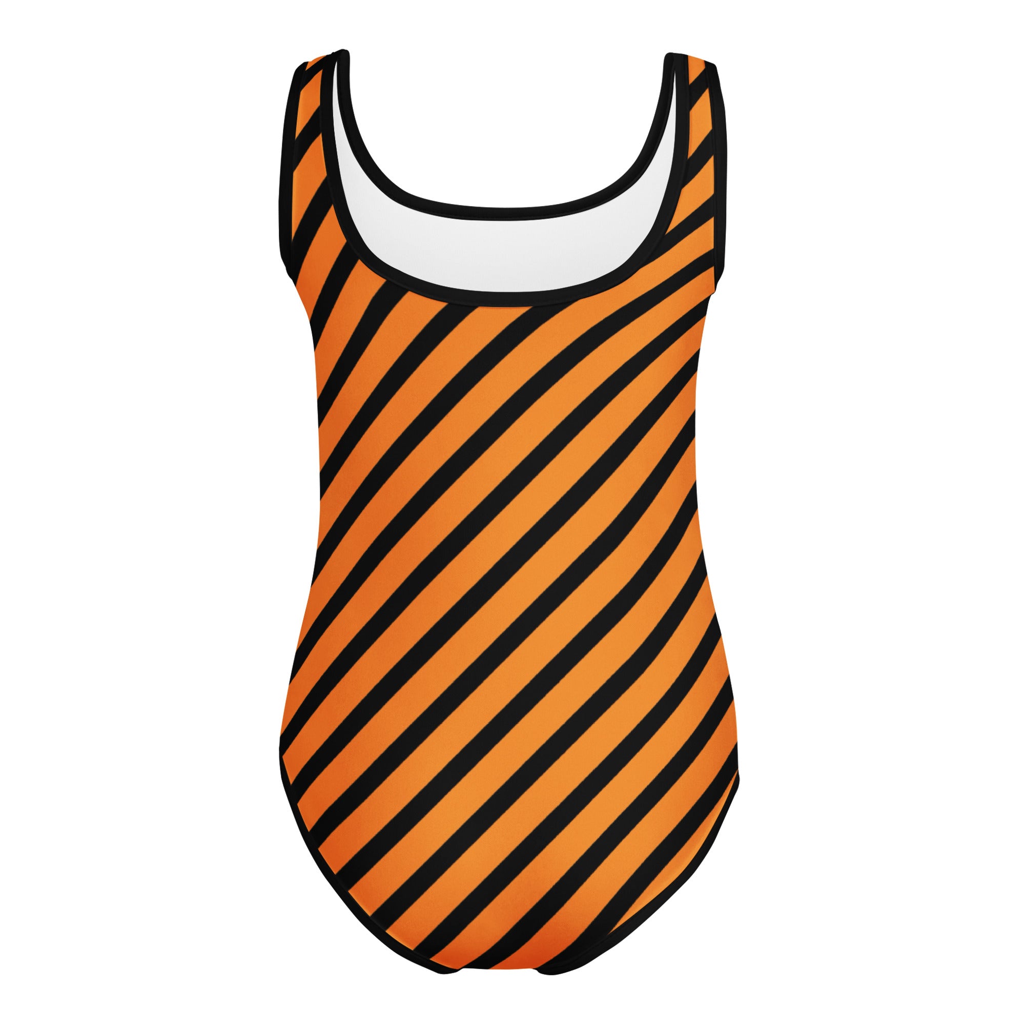 Girls Orange Striped Halloween Leotard – Buttery-Soft, Quick-Dry 4-Way Stretch Comfort for Dance & Gymnastics