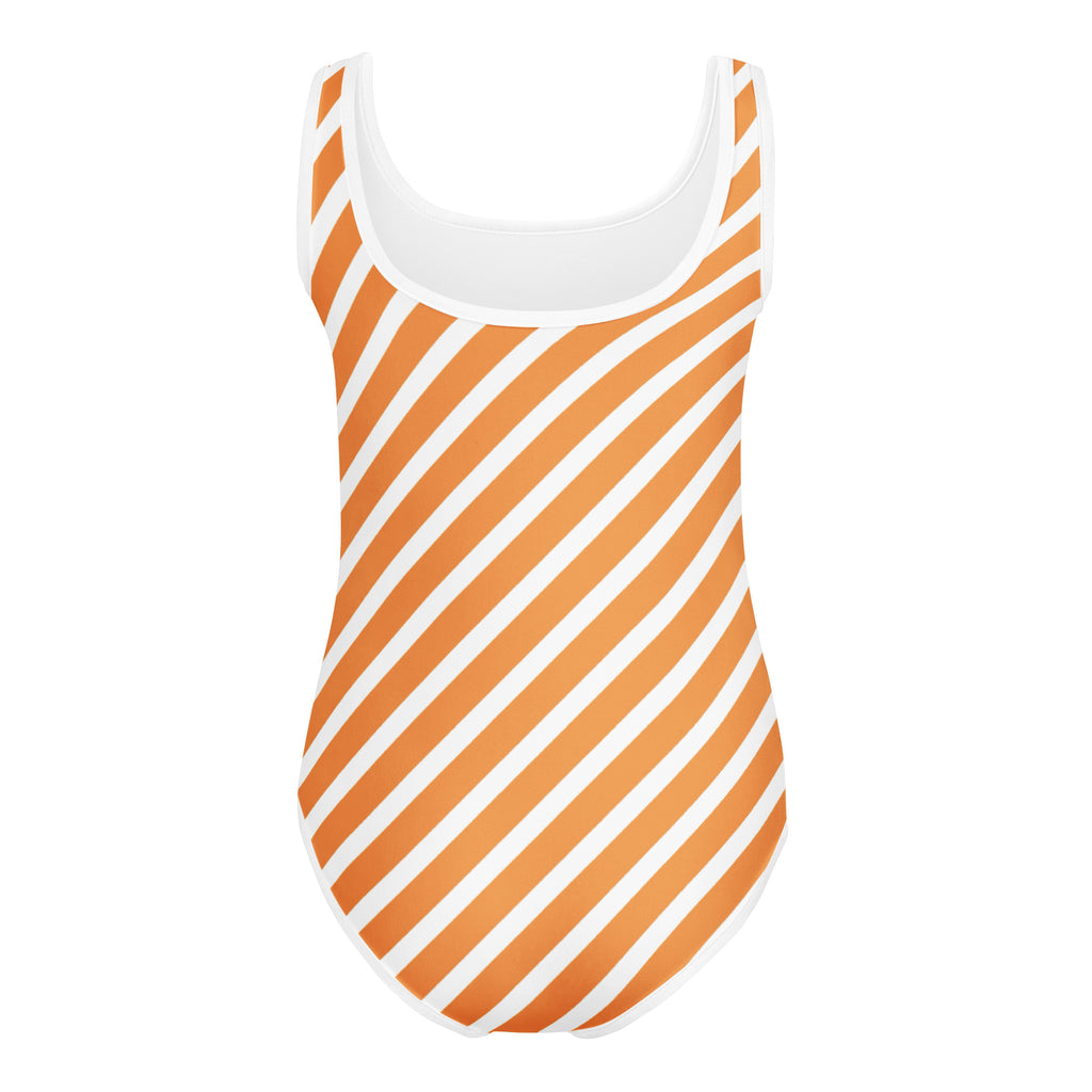 Girls Orange White Striped Halloween Leotard – Buttery-Soft, Quick-Dry 4-Way Stretch Comfort for Dance & Gymnastics
