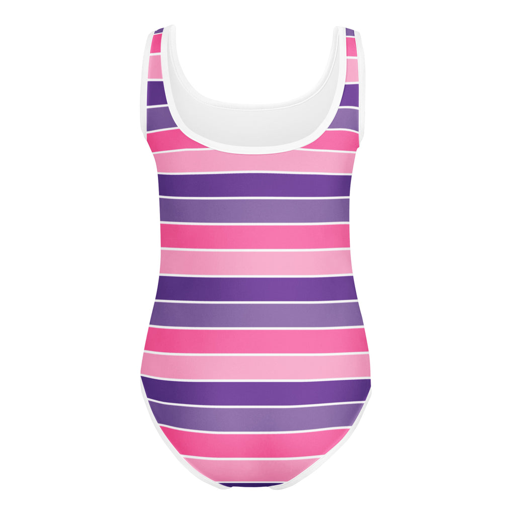 Girls Pink Purple Striped Leotard – Buttery-Soft, Quick-Dry 4-Way Stretch Comfort for Dance & Gymnastics