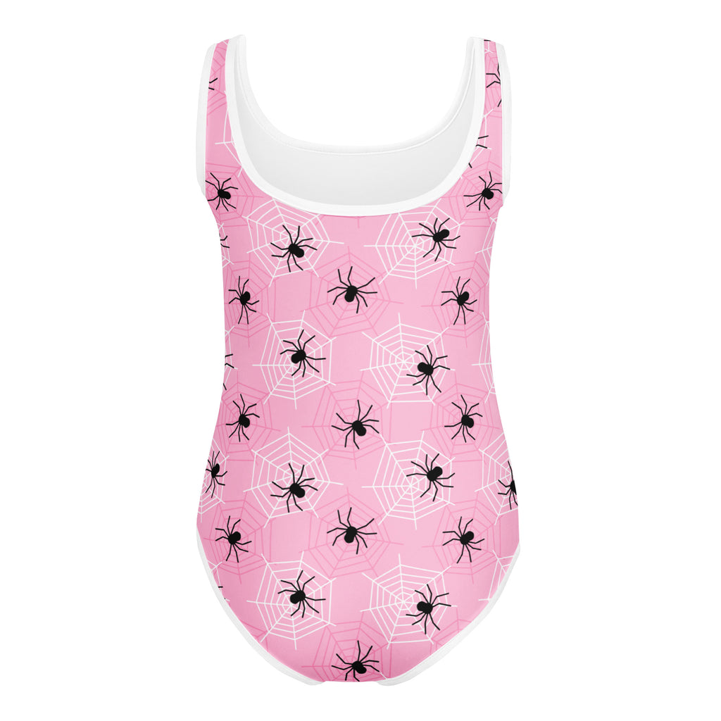 Girls Pink Spider Web Halloween Leotard – Buttery-Soft, Quick-Dry 4-Way Stretch Comfort for Dance & Gymnastics