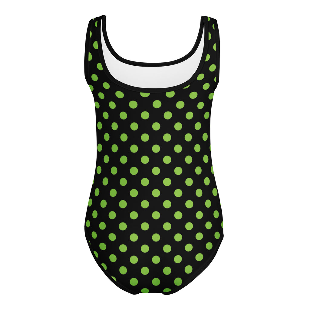 Girls Lime Green Polka Dot Halloween Leotard – Buttery-Soft, Quick-Dry 4-Way Stretch Comfort for Dance & Gymnastics