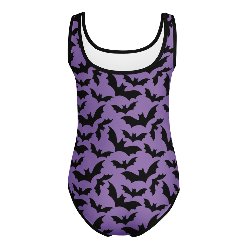 Girls Purple Bat Themed Halloween Leotard – Buttery-Soft, Quick-Dry 4-Way Stretch Comfort for Dance & Gymnastics