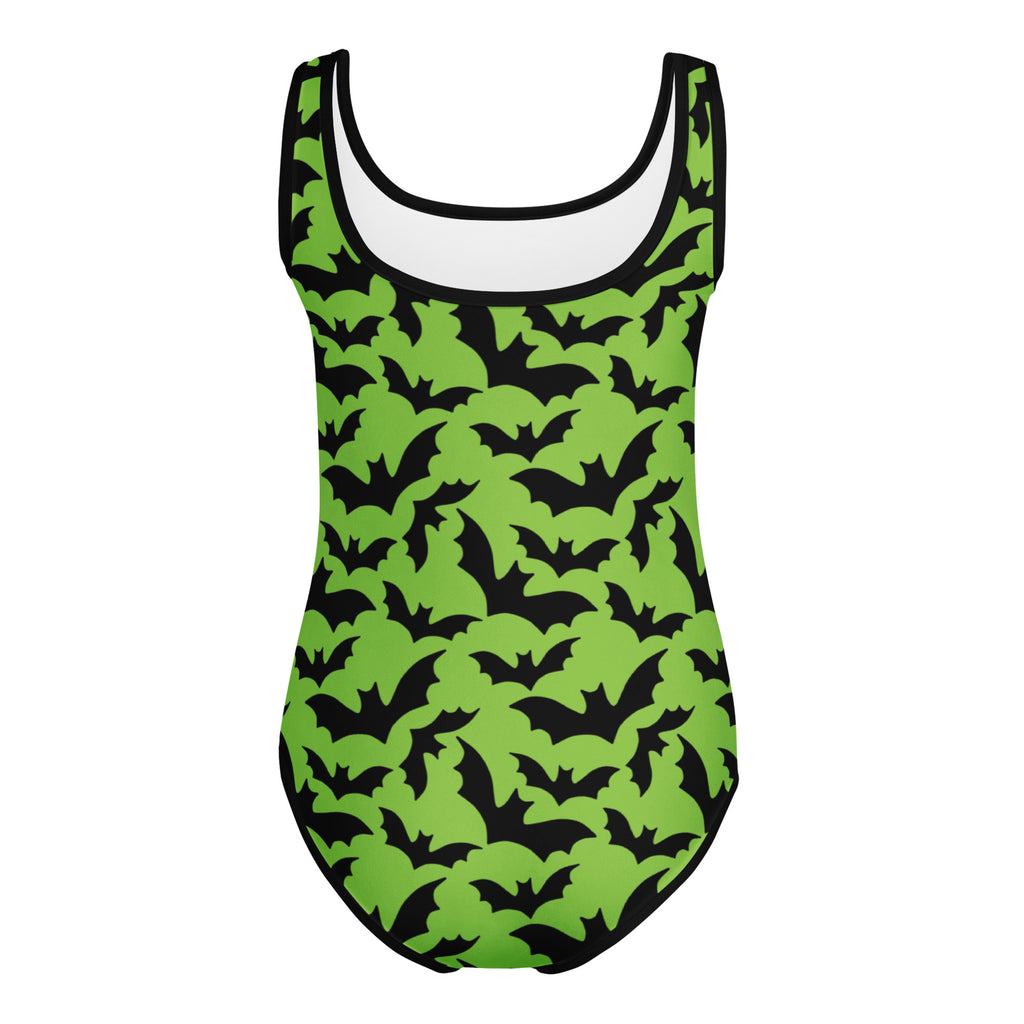 Girls Green Bat Themed Halloween Leotard – Buttery-Soft, Quick-Dry 4-Way Stretch Comfort for Dance & Gymnastics